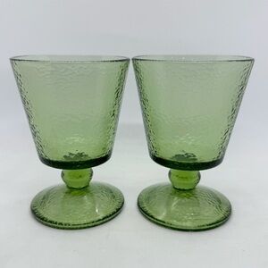 2 Hazel Atlas Avocado Pebblestone Green Depression Glass Sherbet/Dessert Cups